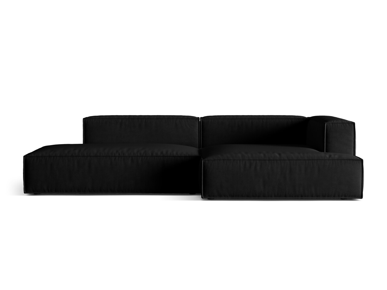 Coltar modular dreapta 4 locuri, Nuria-88, Micadoni Home, 312x147x72 cm, catifea, negru Colțare